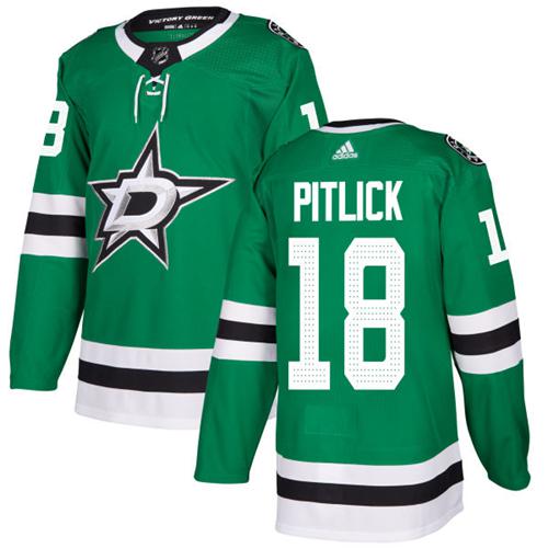 Adidas Men Dallas Stars 18 Tyler Pitlick Green Home Authentic Stitched NHL Jersey
